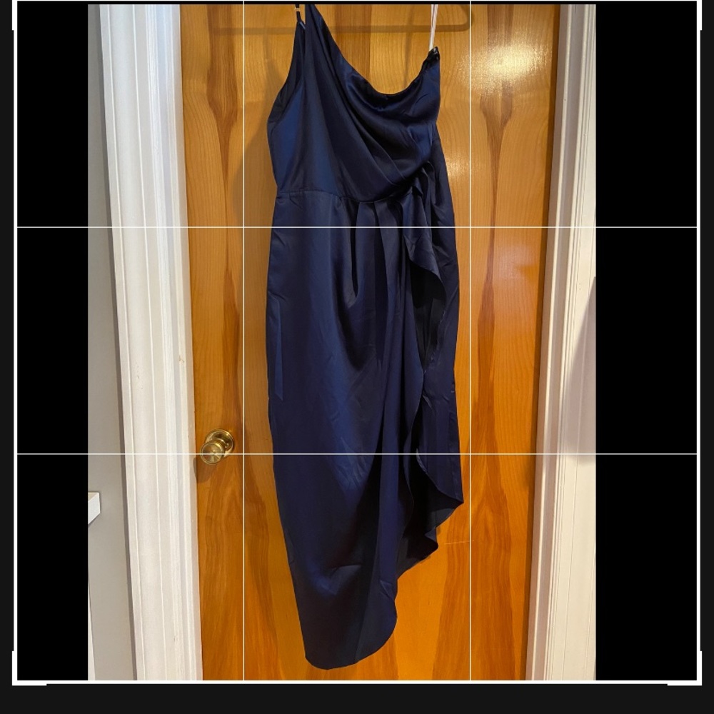 LULUS law of attraction navy blue midi